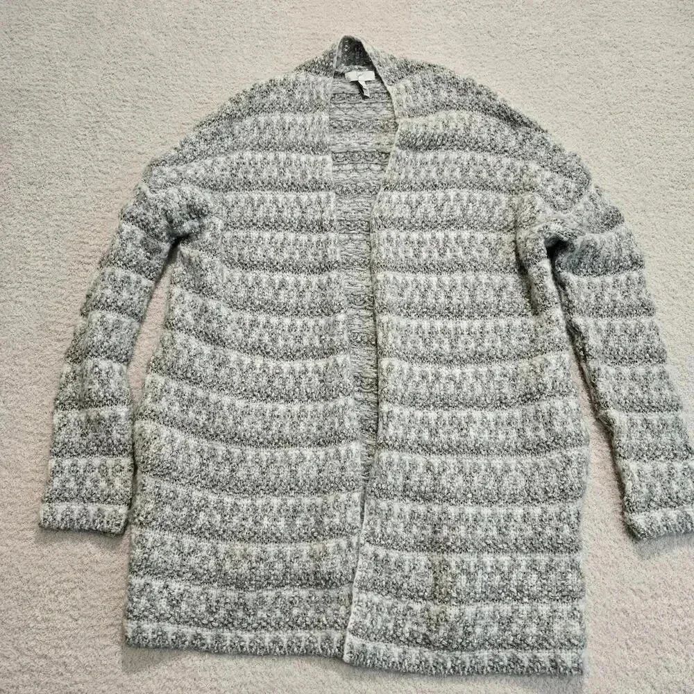 Joie Leadro Boucle Cardigan Sweater Open Front Gray Women's XXS